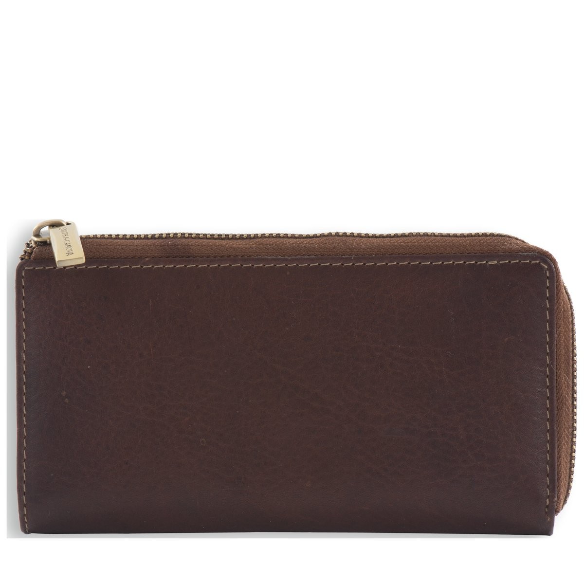 leather zip around purse