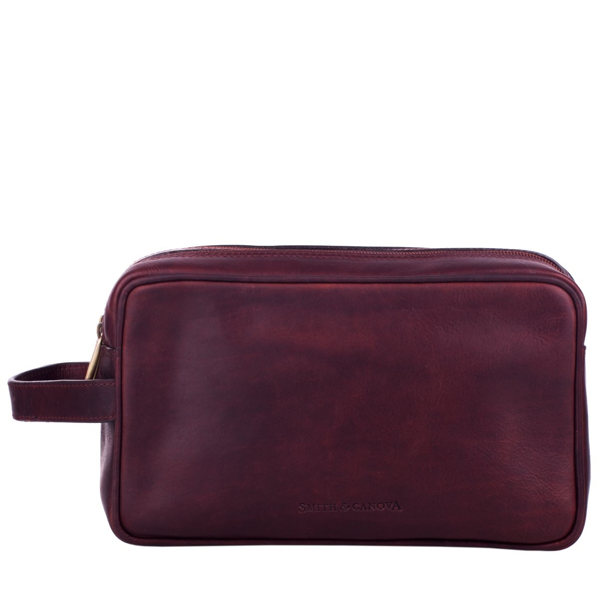 Antiqued Leather Double Zip Washbag