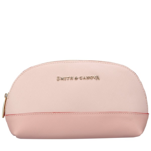 Two-tone Leather Zip Around Cosmetic Bag