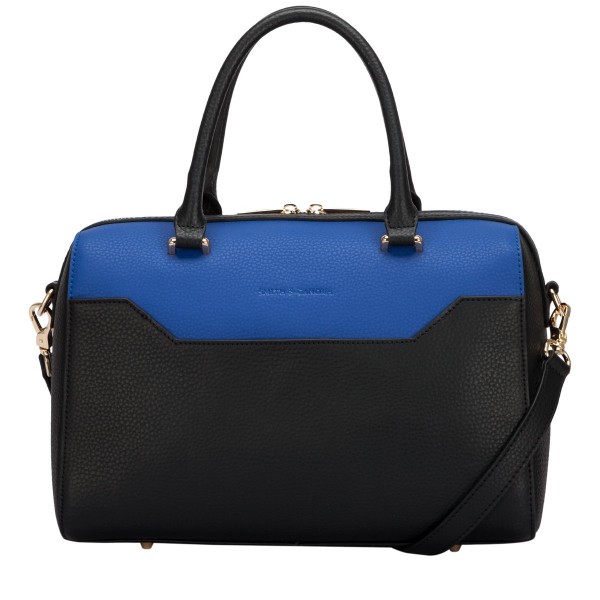 Two-tone Leather Zip Top Grab Bag