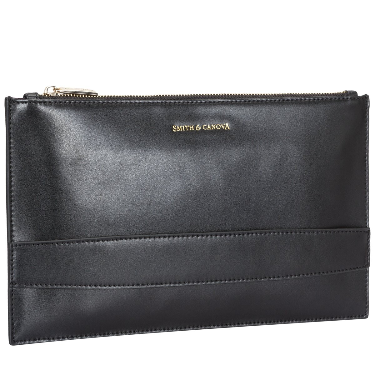 Smooth Leather Zip Top Clutch Bag - Smith & Canova