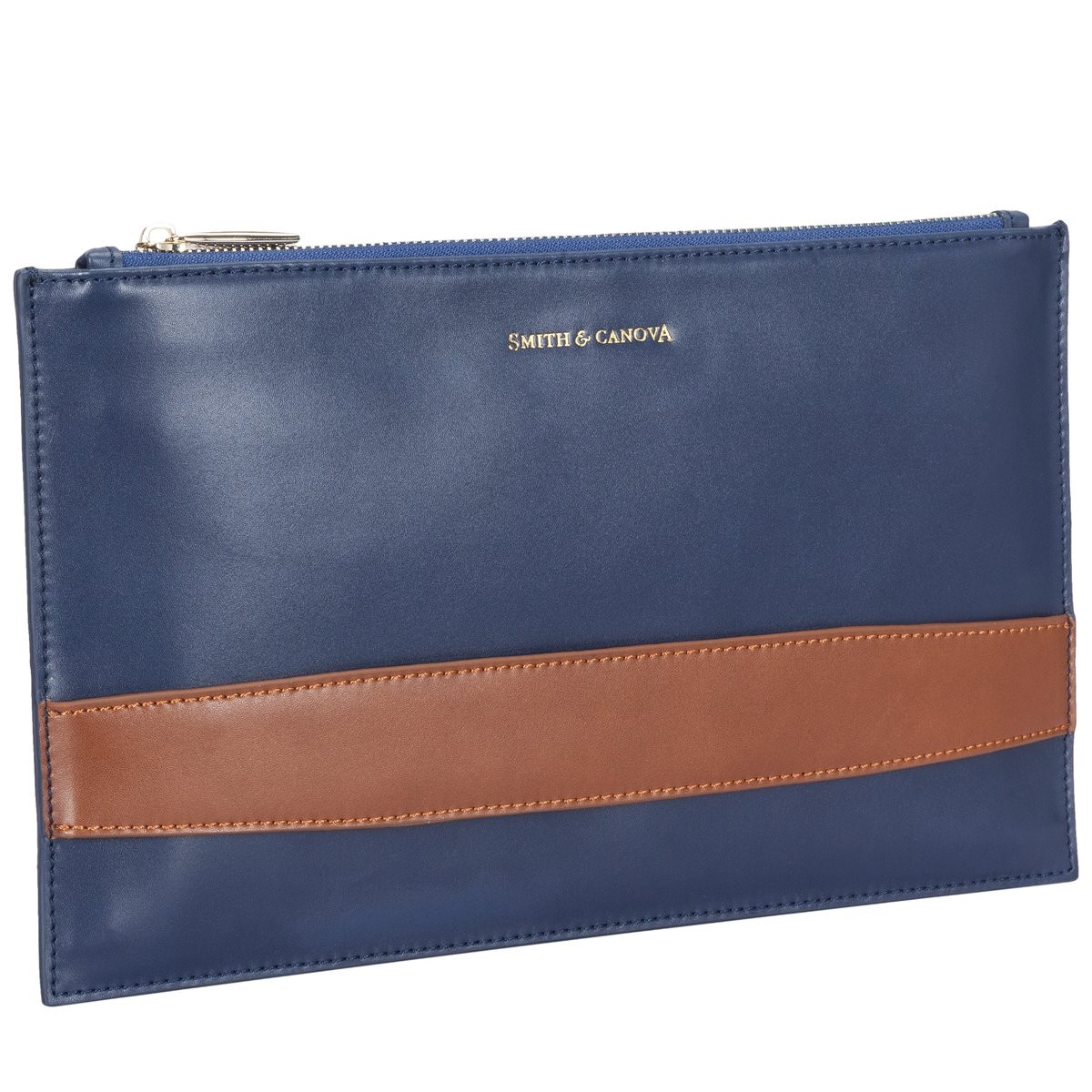 Smooth Leather Zip Top Clutch Bag - Smith & Canova