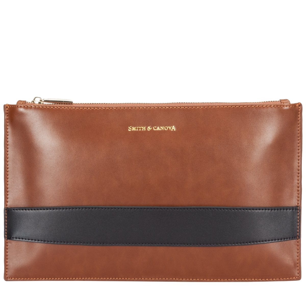 Smooth Leather Zip Top Clutch Bag - Smith & Canova