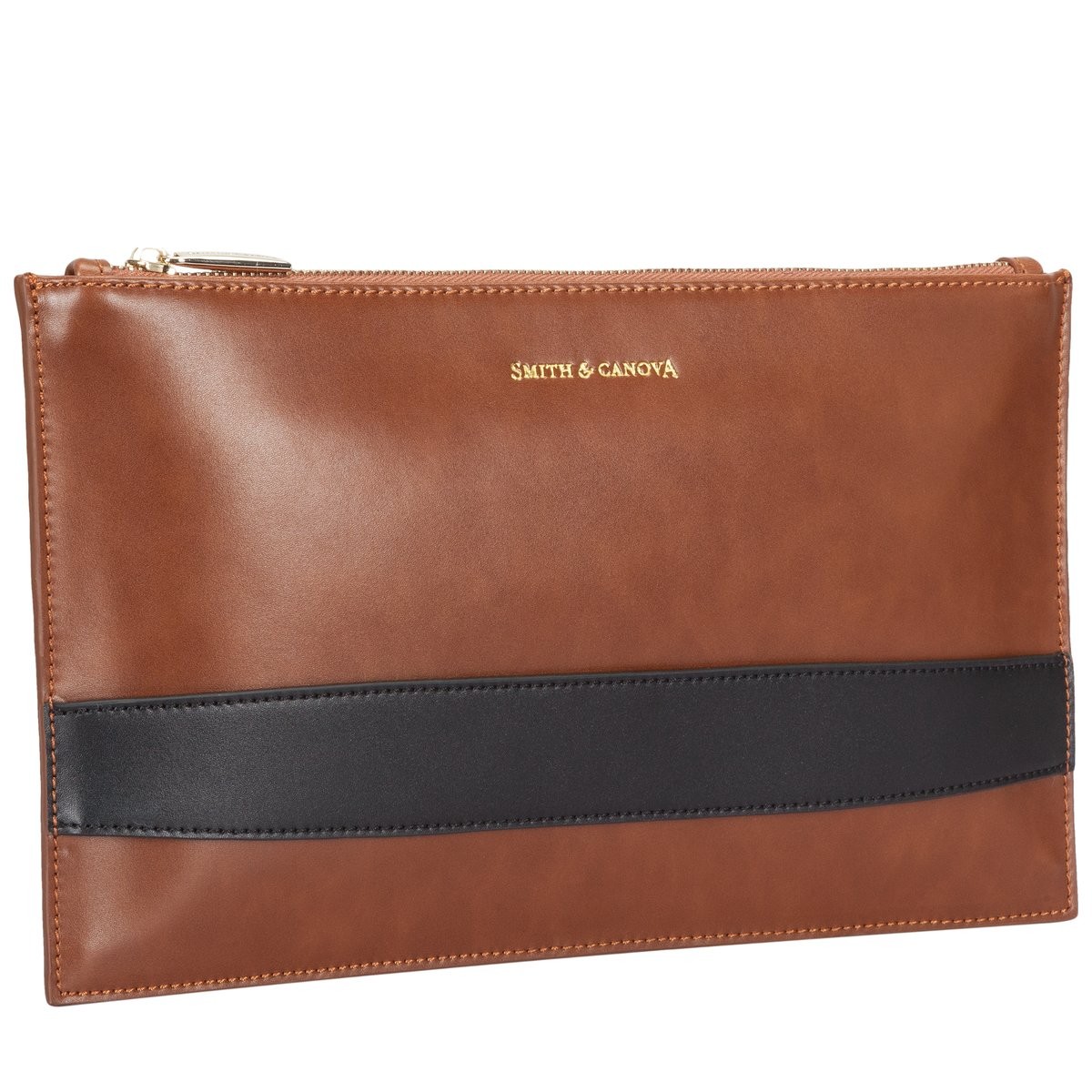 Smooth Leather Zip Top Clutch Bag - Smith & Canova