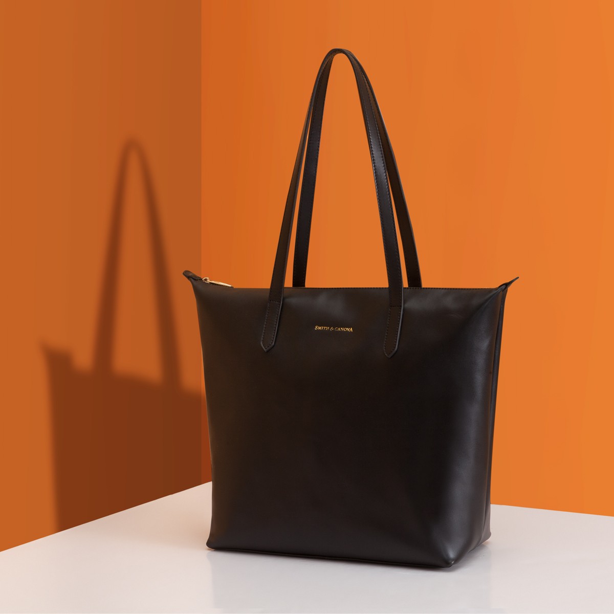 Large Smooth Leather Zip Top Tote Bag - Smith & Canova