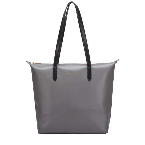Large Smooth Leather Zip Top Tote Bag
