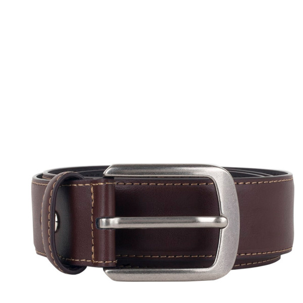 Cream Edge Stitch Leather Belt