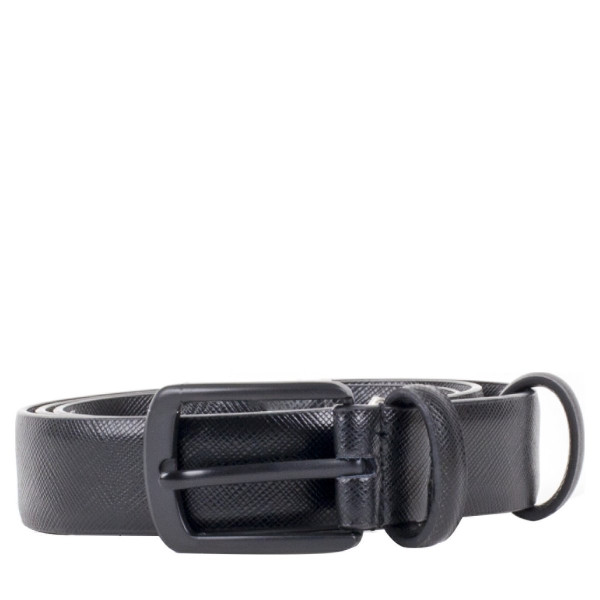 3cm Black Saffiano Leather Belt