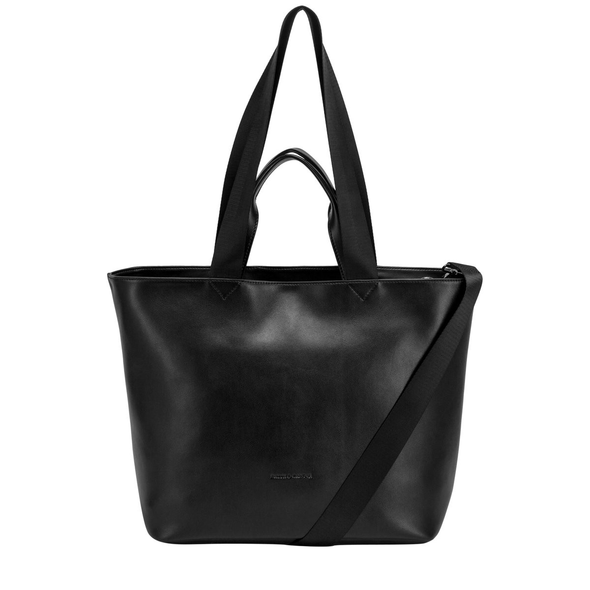 Smith & Canova Womens Smooth Leather Tote Shoulder Bag - Black - One Size