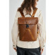 Smooth Leather Buckle Backpack