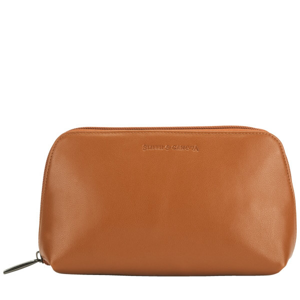 Soft Grain Leather Zip Top Cosmetic Bag